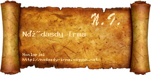 Nádasdy Irma névjegykártya